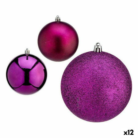 lot de boules de noel violet plastique 10 x 13 x 10 cm 12 unites