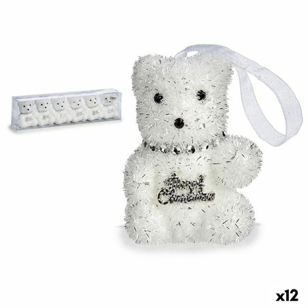 ensemble decorations de noel ours argente blanc 55 x 7 x 55 cm 12 unites