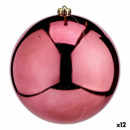 boule de noel rose plastique 20 x 21 x 20 cm 12 unites