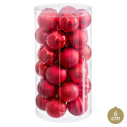 boules de noel rouge plastique o 6 cm 30 unites