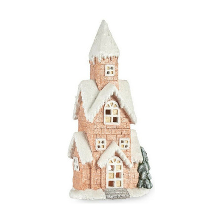 figurine decorative maison noel lumiere led musique rose blanc vert beige magnesium 25 x 52 x 15 cm