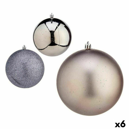 lot de boules de noel argente plastique o 12 cm 6 unites