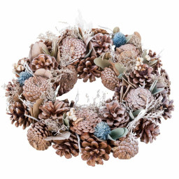 couronne de noel bleu blanc ananas 30 x 8 x 30 cm