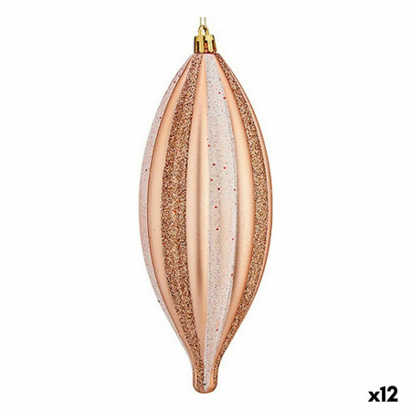 ensemble decorations de noel allonge cuivre pvc 3 x 3 x 18 cm 12 unites