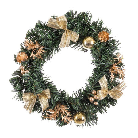 couronne de noel or vert pvc ananas 30 x 30 x 6 cm