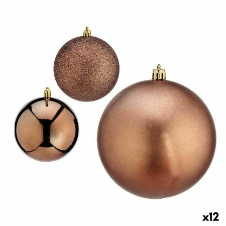 lot de boules de noel marron plastique 10 x 11 x 10 cm 12 unites