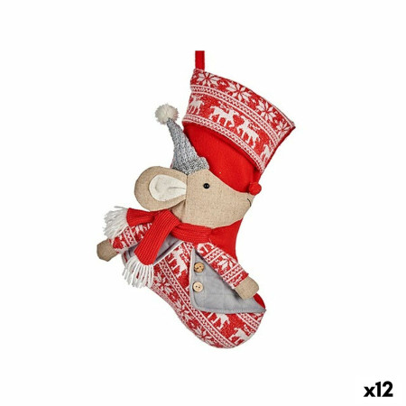 decorations de noel chaussette de noel souris gris polyester 31 x 5 x 48 cm 12 unites