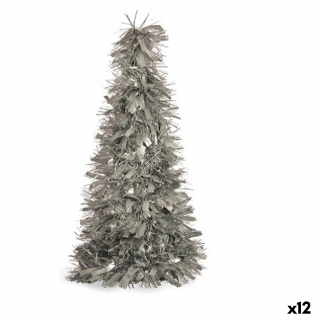 figurine decorative sapin de noel guirlande argente polypropylene pet 27 x 455 x 27 cm 12 unites