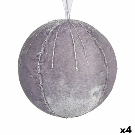 lot de boules de noel polyester argente 12 x 12 x 12 cm 4 unites
