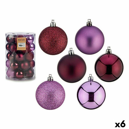 lot de boules de noel violet plastique 6 x 7 x 6 cm 6 unites
