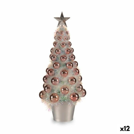 figurine decorative sapin de noel rose polypropylene pet 16 x 375 x 16 cm 12 unites