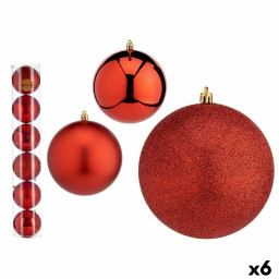 lot de boules de noel rouge plastique o 12 cm 6 unites