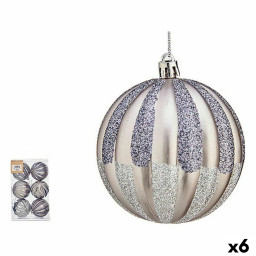 lot de boules de noel 10 cm argente pvc 6 unites