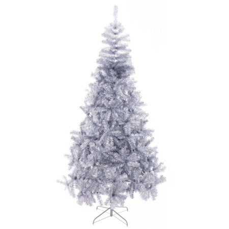 sapin de noel argente metal plastique 120 x 120 x 240 cm