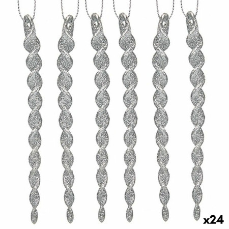 decorations de noel argente plastique paillettes 135 x 1 x 55 cm 24 unites