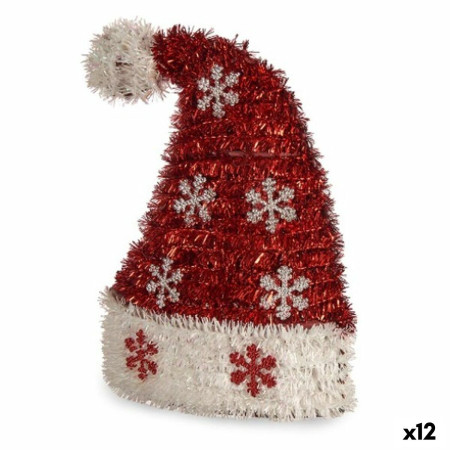 figurine decorative bonnet de pere noel guirlande blanc rouge polypropylene pet 17 x 23 x 95 cm 12 unites