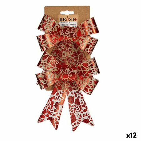 lien decorations de noel imprime rouge dore pvc 15 x 4 x 16 cm 12 unites