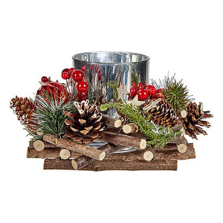 bougeoirs de noel rouge vert argente naturel 20 x 11 x 20 cm