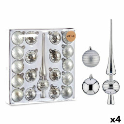 ensemble decorations de noel argente pvc 4 unites