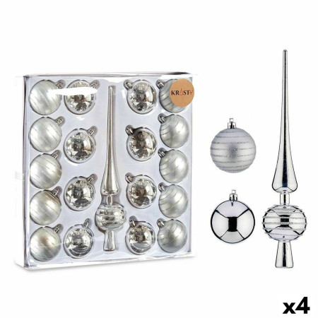 ensemble decorations de noel argente pvc 4 unites