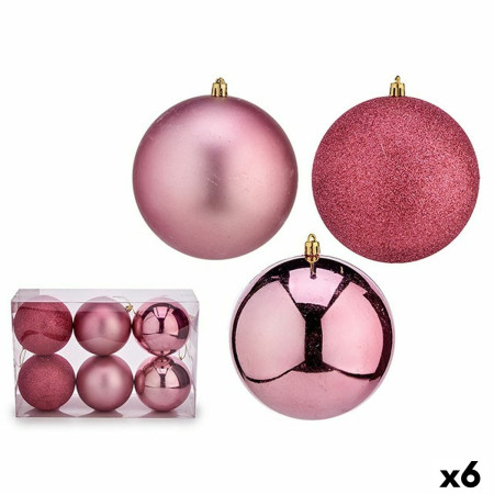 lot de boules de noel rose pvc o 12 cm 6 unites