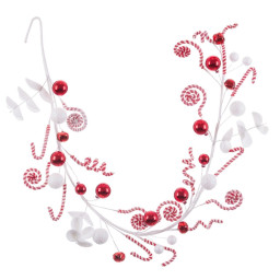 guirlande de noel blanc rouge plastique foam 125 cm