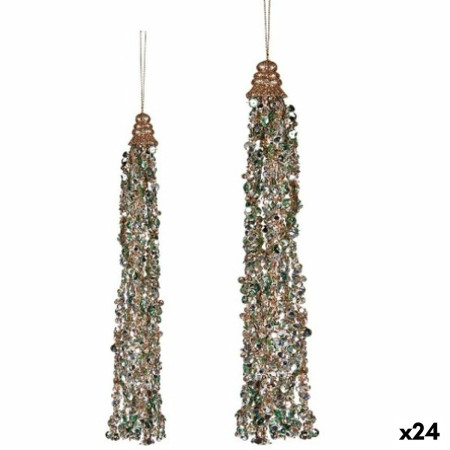 decorations de noel pendentif guirlandes bleu champagne 24 unites