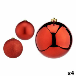 lot de boules de noel rouge plastique 15 x 16 x 15 cm 4 unites