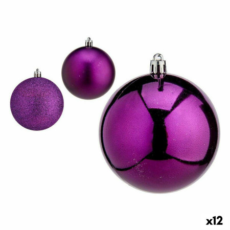 lot de boules de noel violet plastique 8 x 9 x 8 cm 12 unites