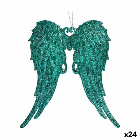 decorations de noel ailes dange vert plastique paillettes 13 x 145 x 25 cm 24 unites