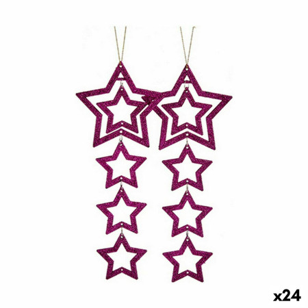 ensemble decorations de noel etoile fuchsia 19 x 02 x 23 cm 24 unites
