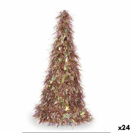 figurine decorative sapin de noel guirlande cuivre fuchsia polypropylene pet 24 x 46 x 24 cm 24 unites