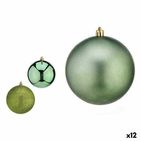 lot de boules de noel vert plastique 10 x 11 x 10 cm 12 unites