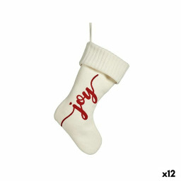 decorations de noel joy chaussette de noel blanc tissu 28 x 4 x 46 cm 12 unites