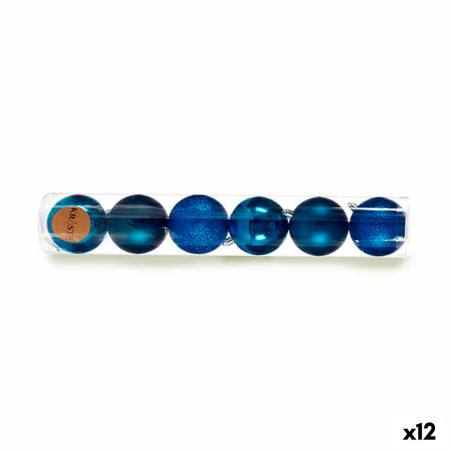 lot de boules de noel bleu plastique 8 x 9 x 8 cm 12 unites