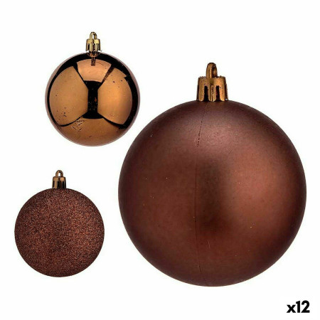 lot de boules de noel marron plastique 7 x 8 x 7 cm 12 unites