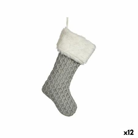decorations de noel chaussette de noel gris tissu 28 x 4 x 46 cm 12 unites