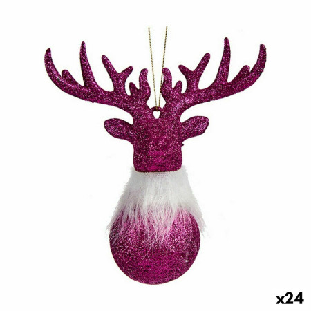 decorations de noel renne fuchsia plastique paillettes 135 x 155 x 7 cm 24 unites