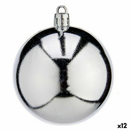 lot de boules de noel argente plastique o 7 cm 12 unites