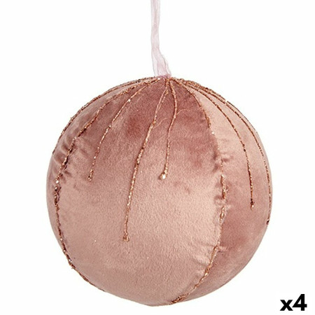 lot de boules de noel polyester rose 12 x 12 x 12 cm 4 unites