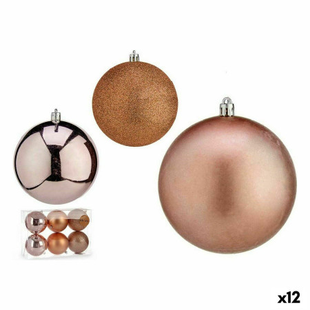 lot de boules de noel rose plastique 10 x 11 x 10 cm 12 unites