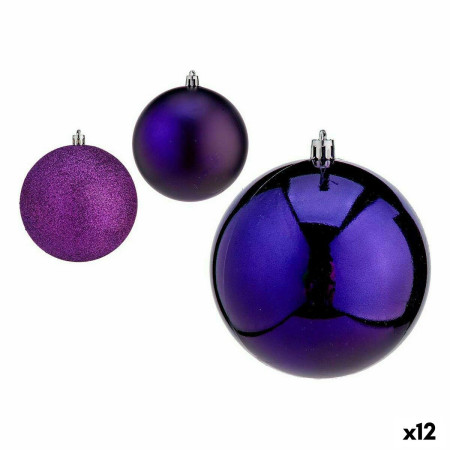 lot de boules de noel violet plastique 10 x 11 x 10 cm 12 unites