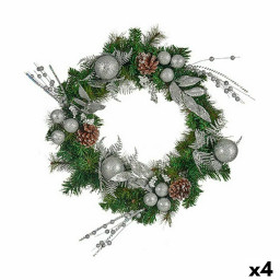 couronne de noel vert argente 60 x 13 x 60 cm 4 unites