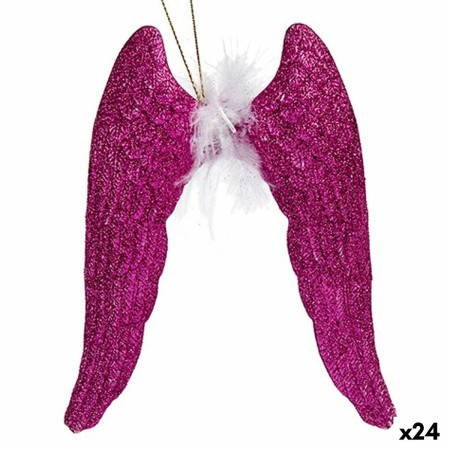 decorations de noel ailes dange fuchsia plastique paillettes 125 x 15 x 25 cm 24 unites