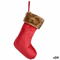 decorations de noel chaussette de noel velours rouge 27 x 3 x 46 cm 24 unites