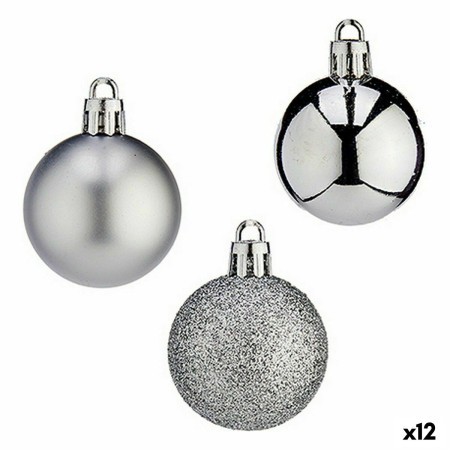 lot de boules de noel 4 cm argente plastique 12 unites