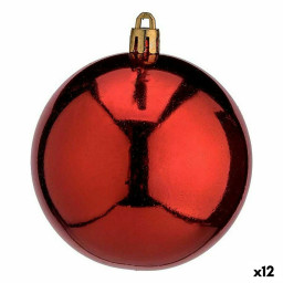 lot de boules de noel rouge plastique o 8 cm 12 unites