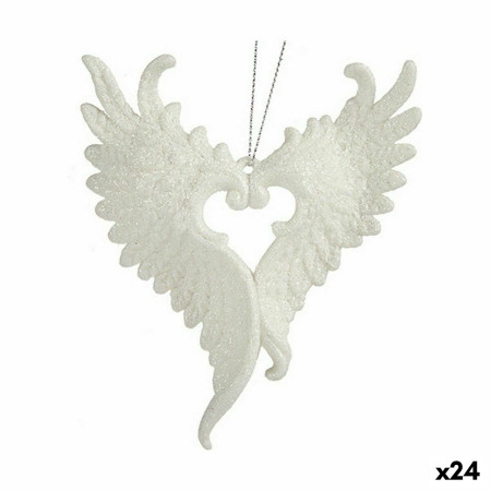 decorations de noel ailes dange blanc plastique paillettes 12 x 13 x 25 cm 24 unites