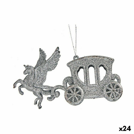 decorations de noel caleche magique argente plastique paillettes 155 x 85 x 45 cm 24 unites
