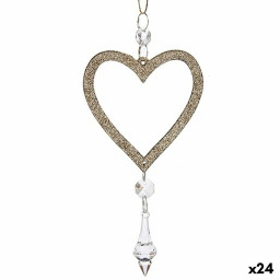 decorations de noel coeur champagne plastique paillettes 9 x 16 x 2 cm 24 unites